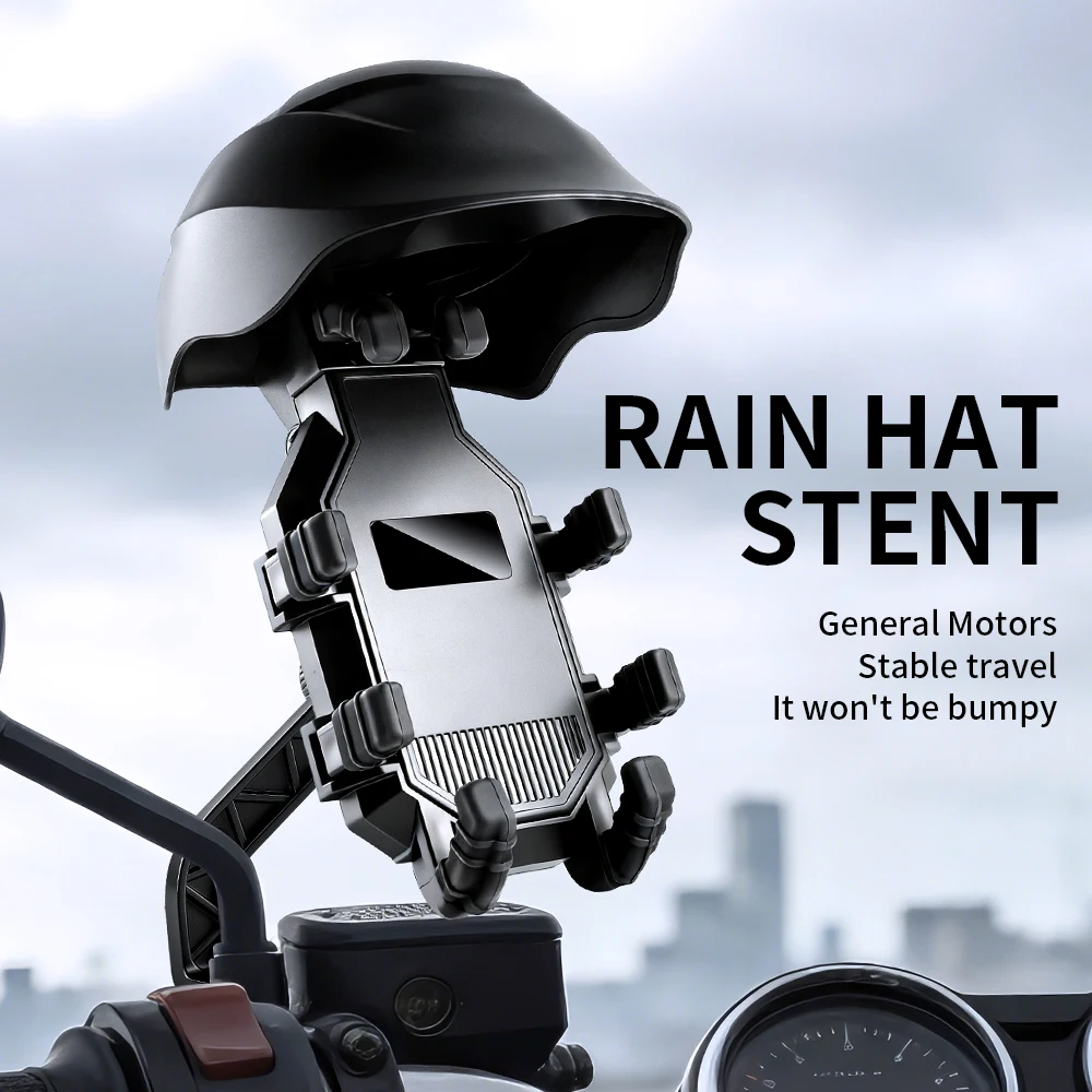 Motorradhelm-Handyhalterung, Sonnen- und Regenfester Anti-Shake Navigationshalter, Universell Drehbarer Fixierter Handy-Ständer Image