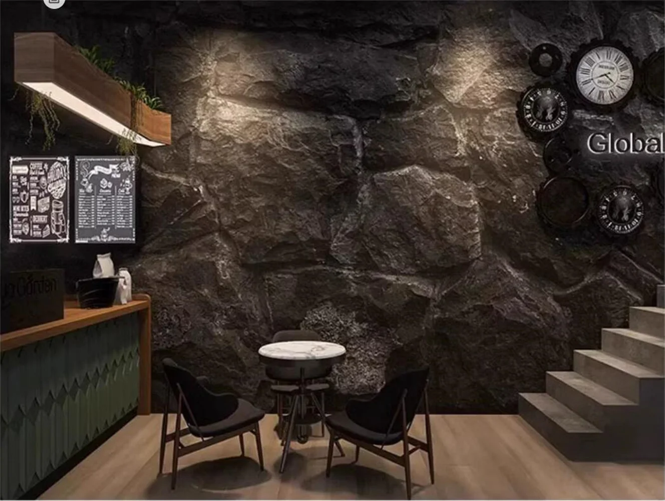 3D-Tapete mit Felsstrukturimitat und industriellem Stil, Zement, Schlafzimmer, Hintergrundwand, Retro-Tapete nach Maß Image