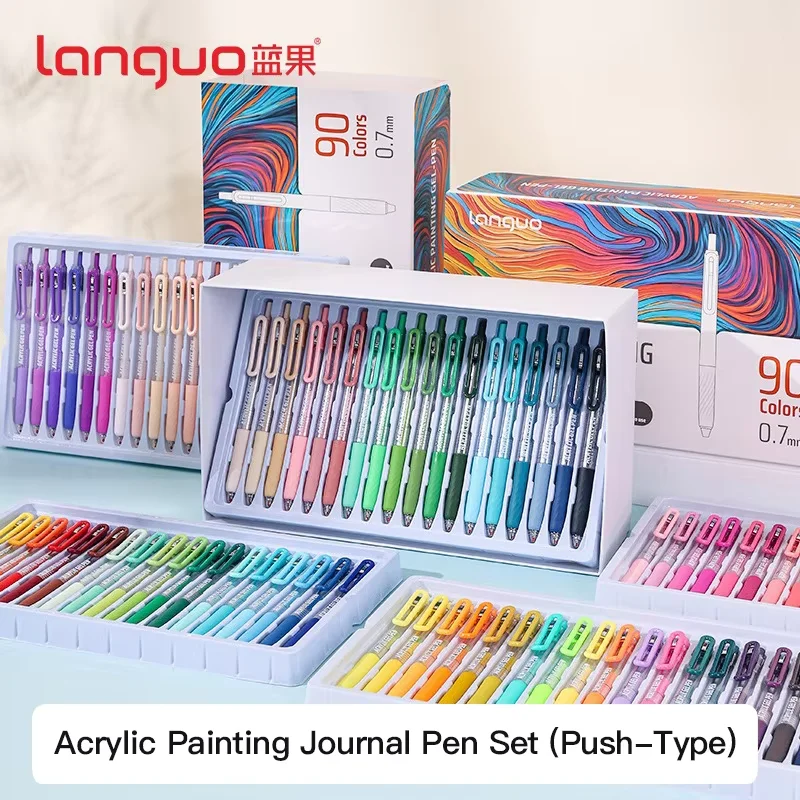 36/54/72/90 Farbige Acryl-Malstifte Set, einziehbare 0,7-mm-Spitze, Handbuchstift für Schüler, Kunstmalerei, Graffiti, Schreiben Image