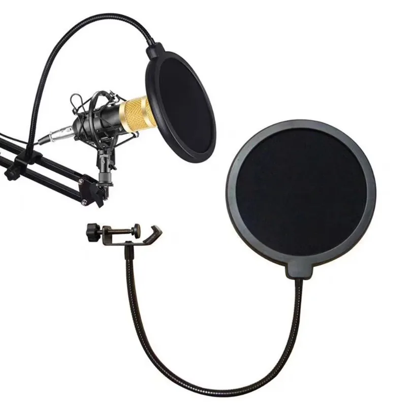 VIKEFON Mikrofon-Zubehör Metall-PoP-Filter Universeller Mikrofon-Windschutz für Studioaufnahmen Kondensatormikrofon Image