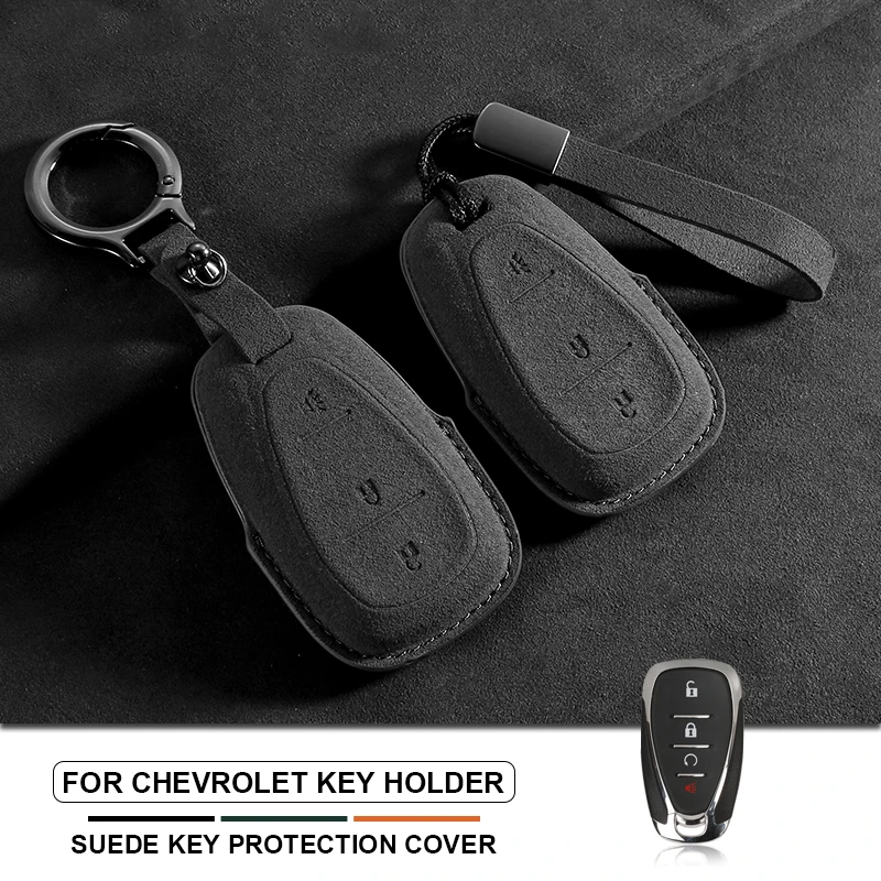 Wildleder-Autoschlüsselhülle für Chevrolet Chevy Malibu Camaro Cruze Traverse Spark Equinox Sonic Volt Schlüsselschutzhülle Schlüsselanhänger Image