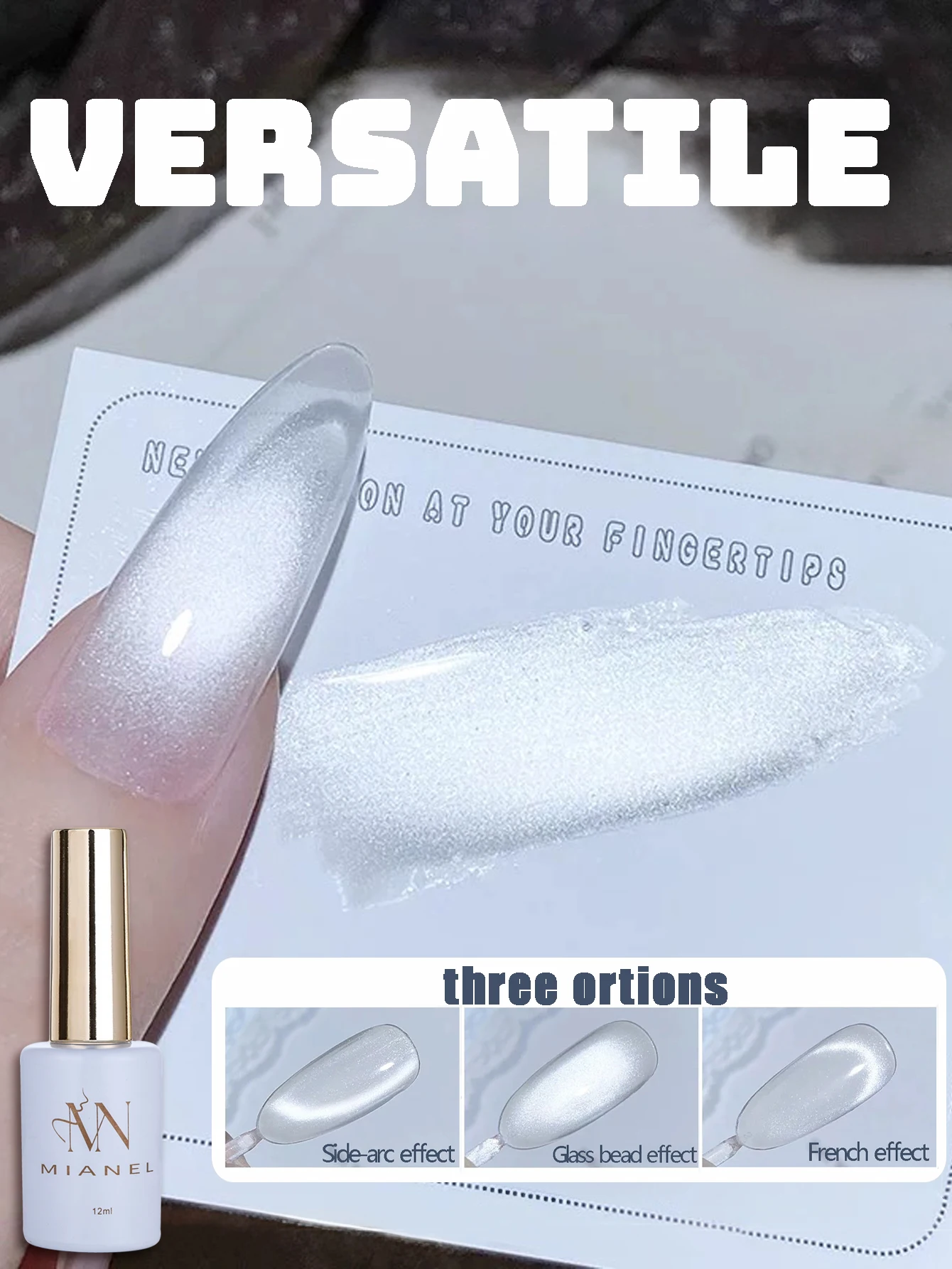 MIANEL 1-5 Stück Gel-Nagellack mit gekochten Wasserperlen aus weißem Glas für Nagelkunst im Salon, UV-Licht-Nägel, Nagelzubehör, weiße Nägel Image