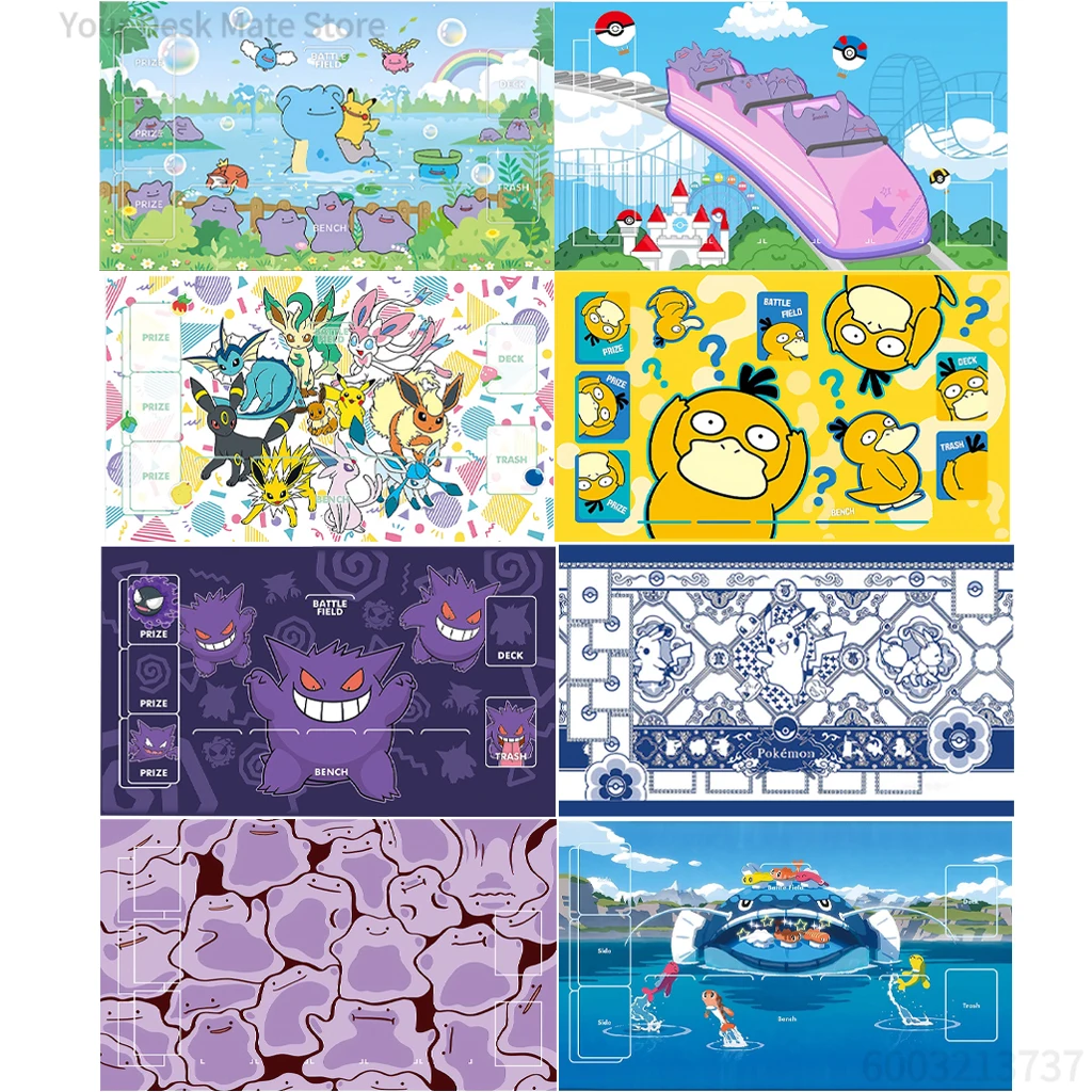Lila Pokémon-Mauspad im Geister- und Feen-Stil, rutschfeste und schmutzabweisende Schreibtischunterlage, großes Gaming-Mauspad für Anime-Fans Image