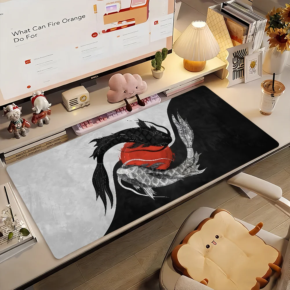 Taijitu Fish Mauspad, rutschfeste Gummimatte, Computermatte, Gamer Balance Decoracion, Schreibtischunterlage, Laptop, Büro, groß Image