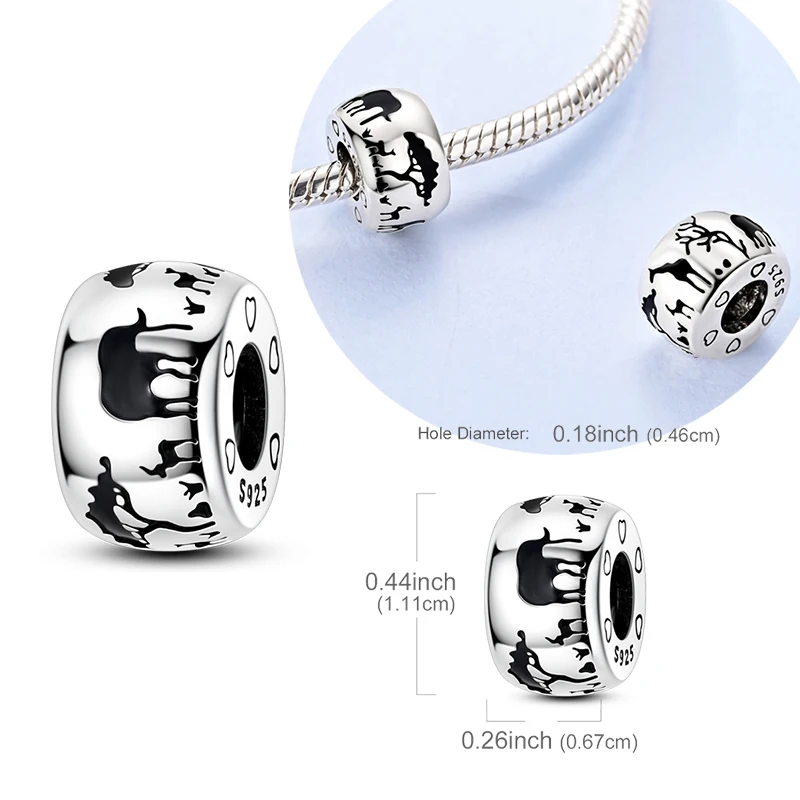 Original 925 Sterling Silber Charms Dschungeltiere Silhouette Perle passend für Original-Armband für Frauen DIY Zubehör Schmuck Geschenk Image