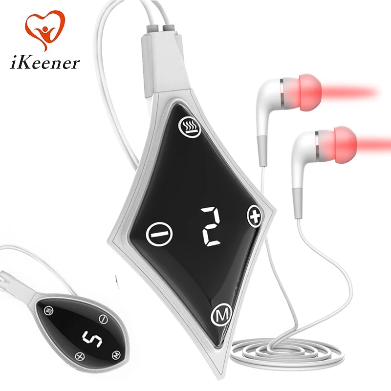 Tinnitus Ohr-Lasertherapiegerät 650nm Rotlicht 5 Stufen Otitis Media Taubheit LLLT Strahler Rhombische Wassertropfen Ohrstöpsel Image