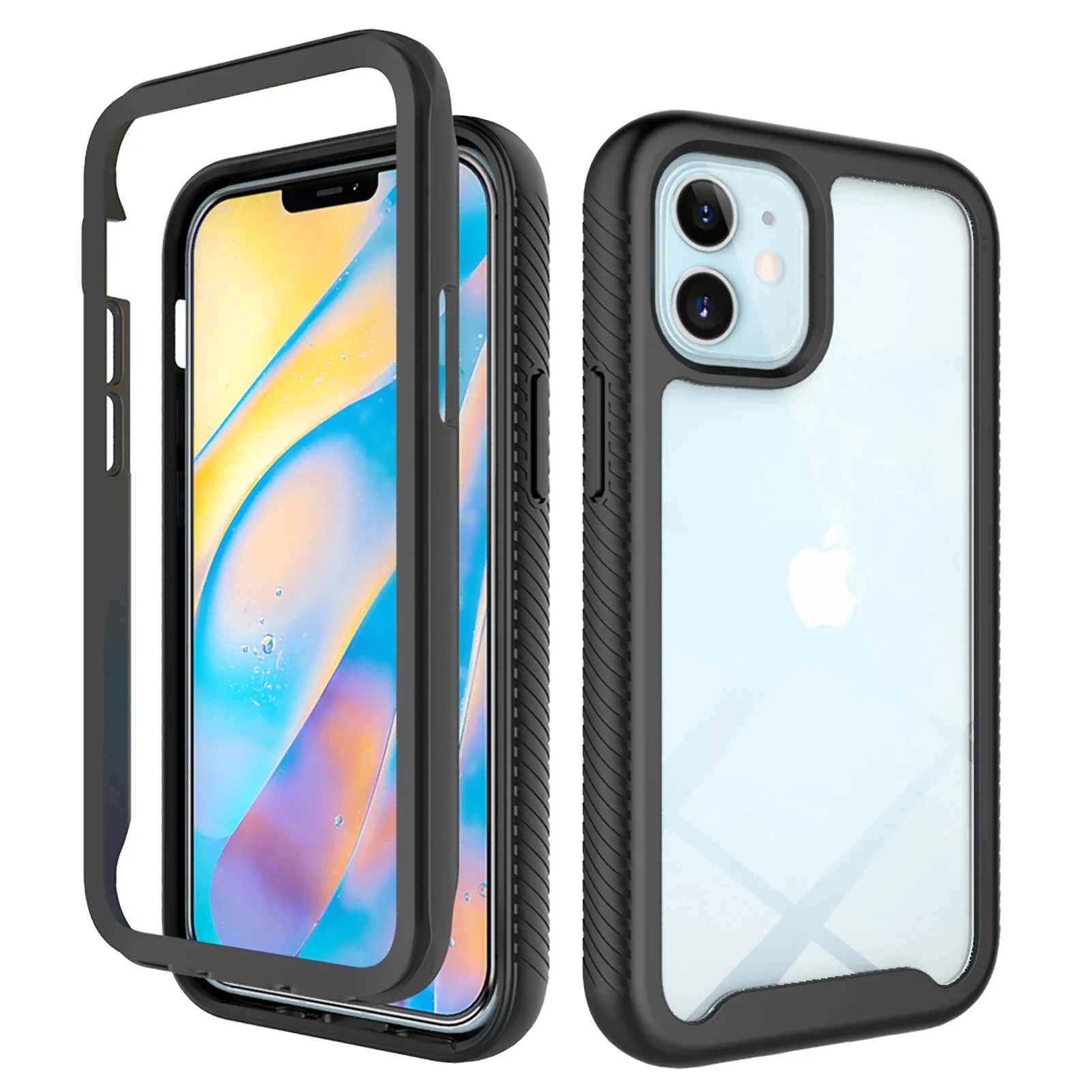 2 IN 1 Hybrid Heavy Duty Armor Ganzkörper-transparente Hülle für IPhone 16 15 14 13 12 11 Pro Max 7 8 Plus Ott Case Box Cover Image