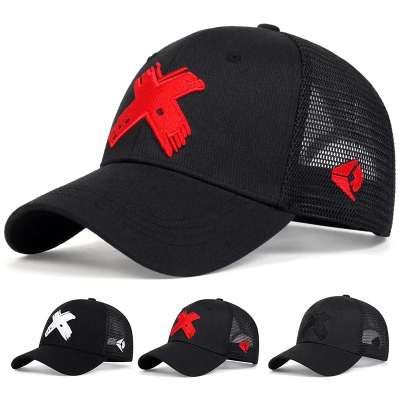 Unisex Baseballkappen mit X-Buchstaben-Stickerei, Frühling und Sommer, für den Außenbereich, verstellbare Freizeithüte, Sonnenschutzhut, Sport-Golfkappe Image