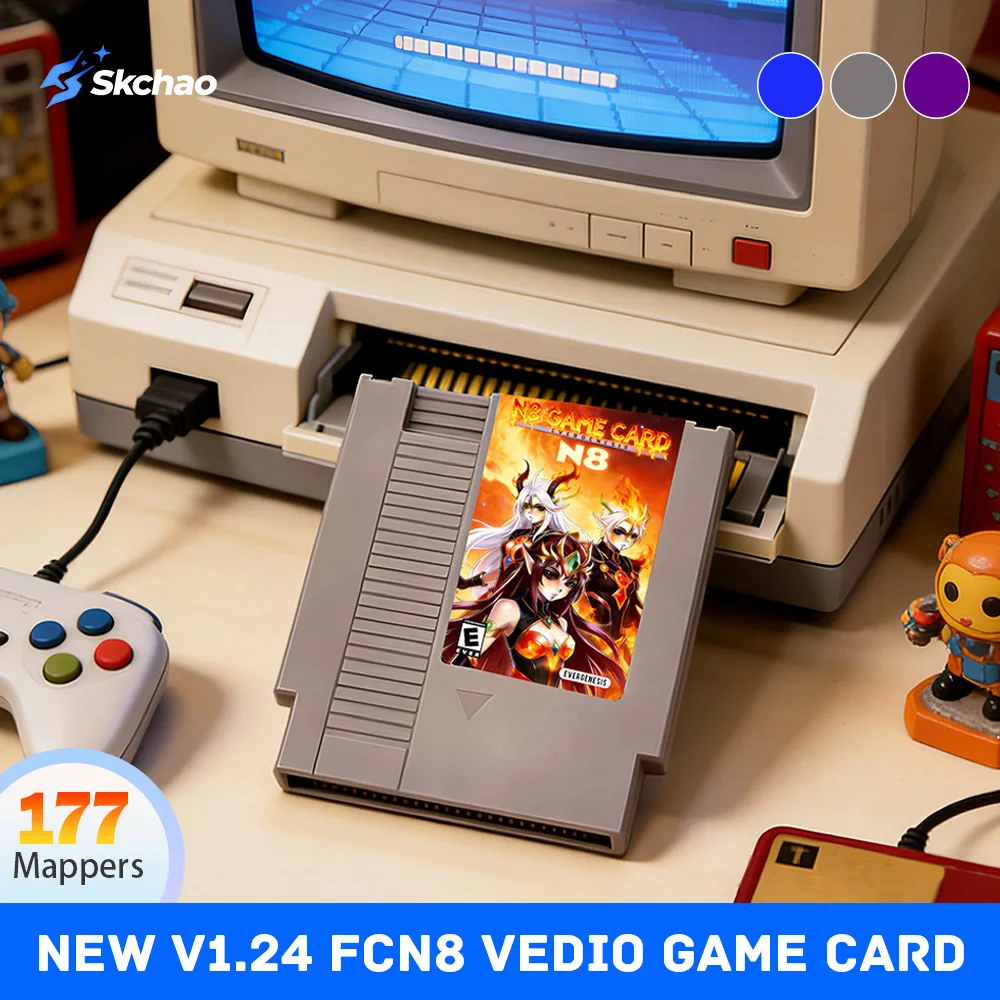 Nouvelle version 1.24 EDN8 Plus, carte de jeu avec 1500 jeux intégrés, cartouche flash pour console de jeux vidéo FC NES US avec carte TF 4G