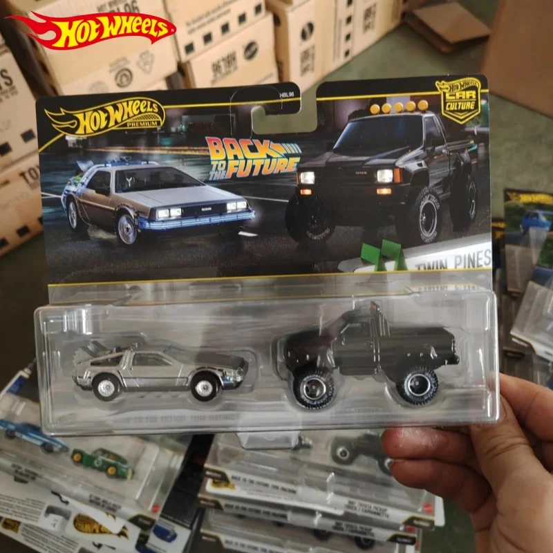 Hot Wheels Hbl96 Car Culture Dual Car Set Volkswagen Golf Ford Back to the Future Alloy Car Model Cars Play Birthday Gift Toys