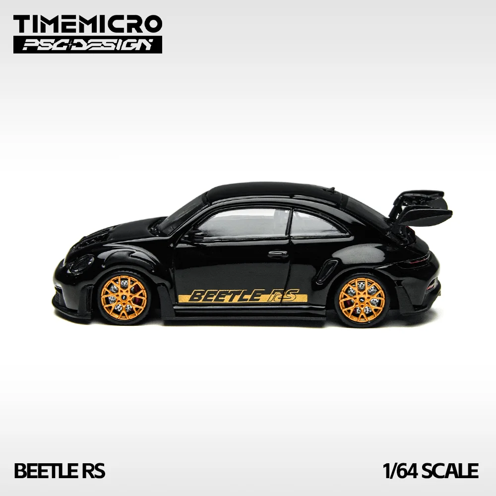 TimeMicro × PSC DESIGN 1:64 Black and Gold Beetle RS Simulation Alloy Car Model for Hobby&Display*Gift