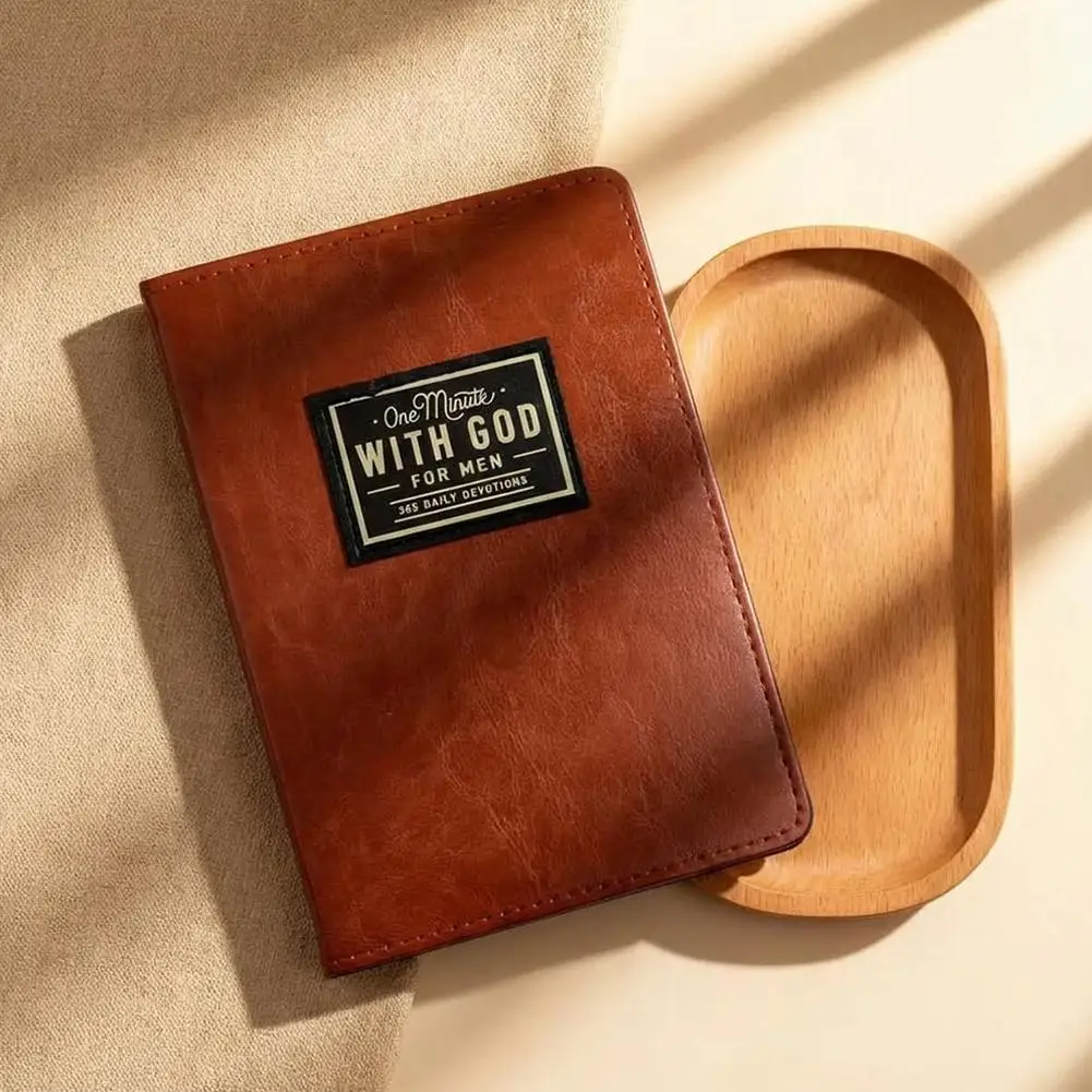 One Minute with God for Men 365 Devotions, Brown Faux Leather Flexcove Books Daily Devotional Guide