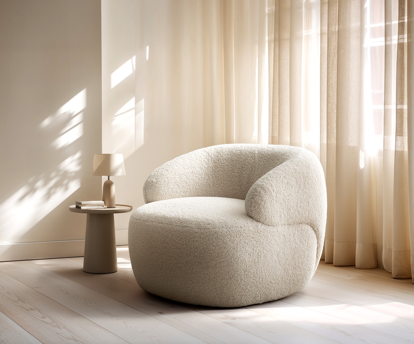 DELIFE Loungesessel Nova 88x88 cm Teddystoff Beige, Cocktailsessel Image