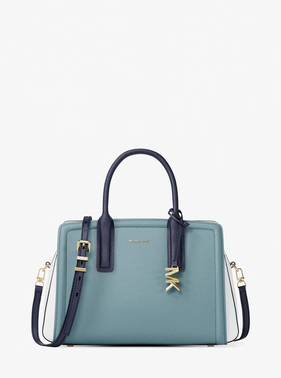 Mk Laila Medium Color-Block Pebbled Leather Satchel