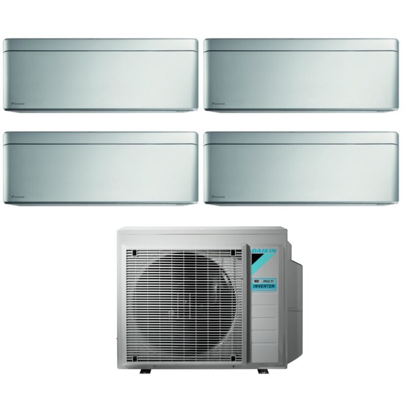 Daikin - Climatizzatore Condizionatore Bluevolution Quadri Split Inverter Serie Stylish Total Silver Ftxa-bs 12+12+12+12 Con 4mxm80n R-32 Wi-fi Integrato 12000+12000+12000+12000 Colore Grigio Garanzia I