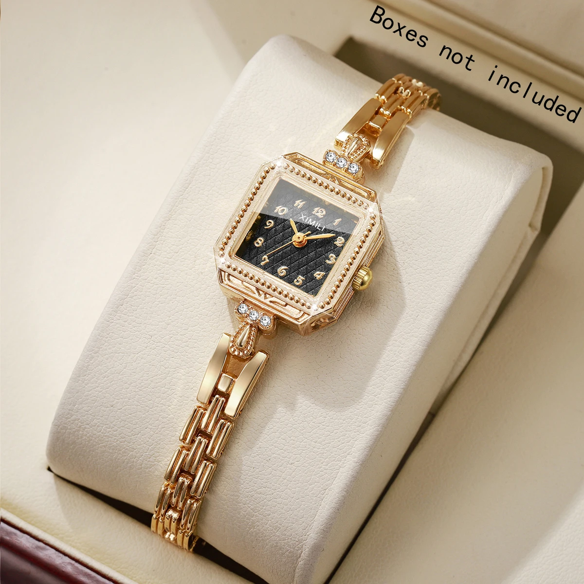 Elegante quadratische Damenuhren, modisches Strass-Armband, Quarz-Armbanduhren, Reloj Mujer, Mädchenuhr, Geschenk (ohne Box) Image