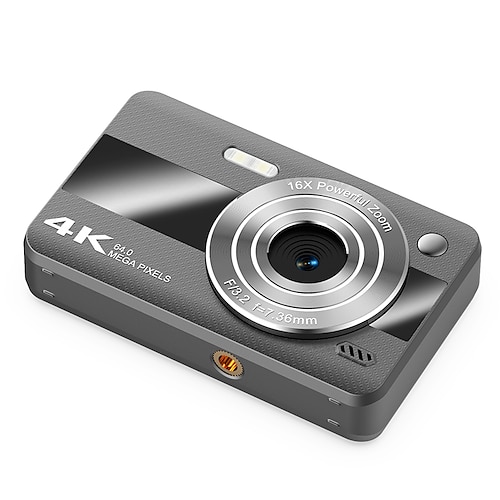 4K-Digitalkamera für Fotografie, 64-Megapixel-Vlogging-Kamera für YouTube mit 16-fachem Zoom, kompakte Point-and-Shoot-Kamera für Kinder, Jugendliche, Anfänger und Studenten, tragbare Reisekamera mit
