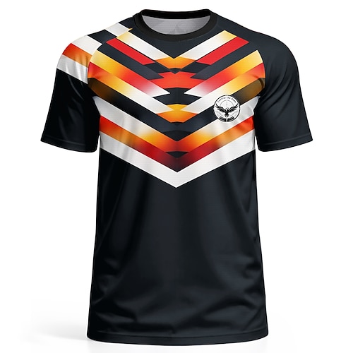 Fußballtrikot im deutschen Stil für Herren, geometrisches Design, sportliches Kurzarm-Sommer-T-Shirt, UPF 50, schnelltrocknendes, atmungsaktives Mesh-Gewebe, 2026, Fußballfan-T-Shirt, Turnier, Image
