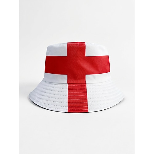 Wendbarer Herren-Fußballhut aus Polyester mit England-Flaggenmuster, leichte Fanmütze für Spieltage, Fans, Freizeitsport und Outdoor-Aktivitäten Image