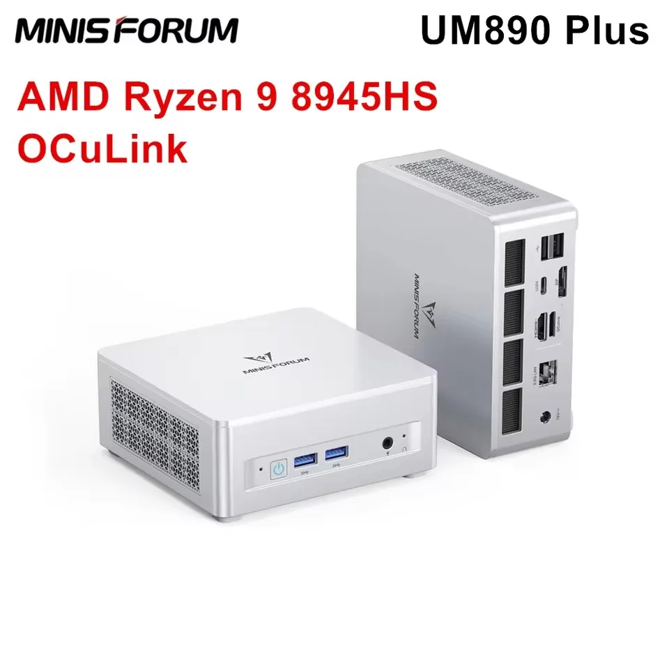 MINISFORUM UM890 UM880 Plus AMD Gaming Mini PC Ryzen 9 8945HS 7 8845HS OCuLink 2.5G LAN USB4 Computer desktop Windows 11 WiFi6E