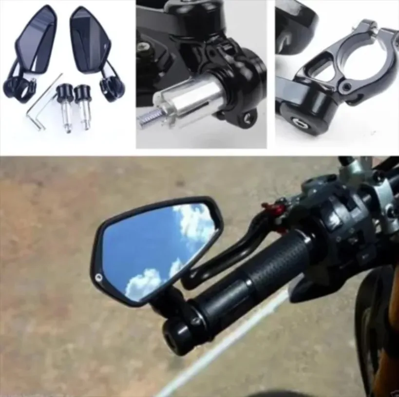 2 pz/set 7/8 "22mm Universale Del Motociclo In Alluminio Vista Posteriore Maniglia Nera Bar End Specchi retrovisori laterali.