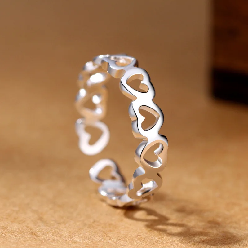 Herz aus 925er Sterlingsilber ​ Verstellbare Ringe für Damen, Verlobung, Hochzeit, Luxus-Schmuck, Accessoires, Schmuck Image