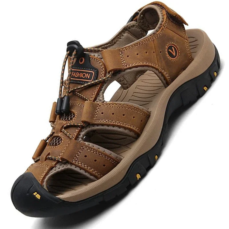2025 echtes Leder Männer Schuhe Sommer Neue Große Größe männer Sandalen Männer Sandalen Mode Sandalen Hausschuhe Große Größe 38-47