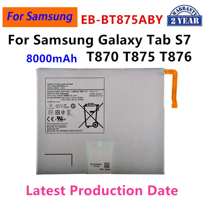 Brandneuer EB-BT875ABY 8000 mAh Ersatzakku für Samsung Galaxy Tab S7 T870 T875 T876 Tablet-Akku Image