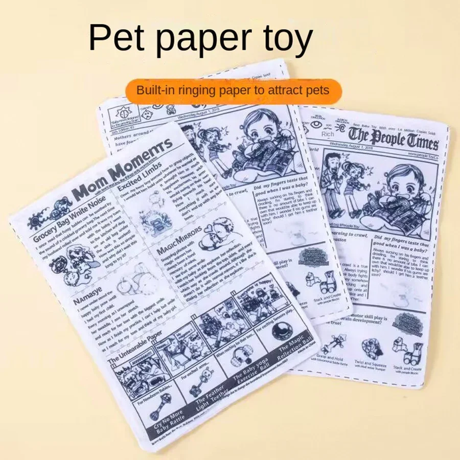 1-teiliges Schnüffelspielzeug aus schwarzem und weißem Knisterpapier für Katzen und Hunde, interaktives und bissfestes Zeitungspapier-Soundspielzeug, Gadget zur Selbstbeschäftigung und zur Linderung von Langeweile Image