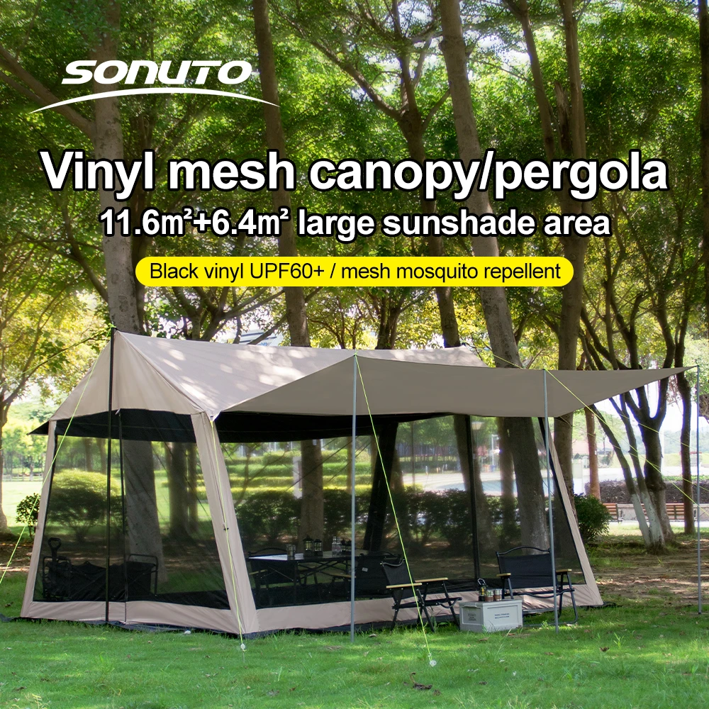210D Outdoor 6-10p Familiencamping Anti-Mücken großes Überdachung Tragbares Klappzelt Sonnenschutz wasserdichte Strandparkpergola Image