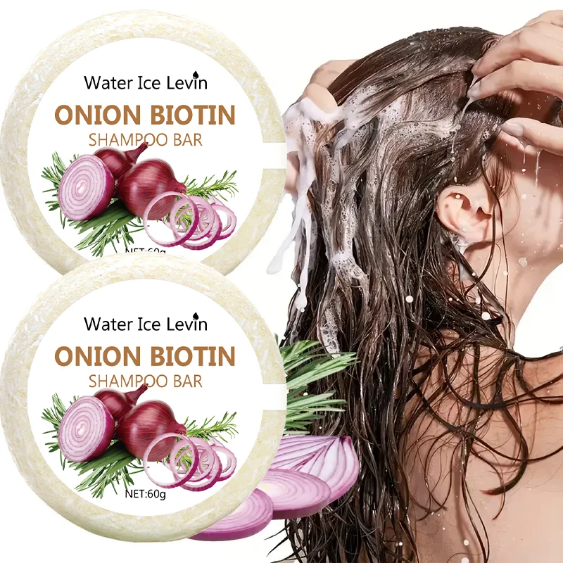 Zwiebel- & Biotin-Haarwaschseife - 60g, Geeignet für Alle Haartypen, Feuchtigkeitsspendend und Glättend, Reich an Rosmarinextrakt