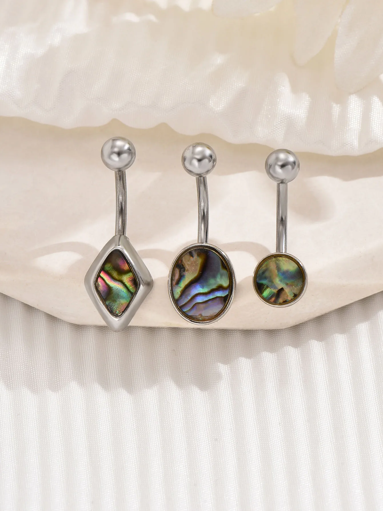 14G Edelstahl Nabel Bauchnabel Ringe Frauen Mode Rauten Shell Papier Bauchnabel Ring Körper Piercing Schmuck Image