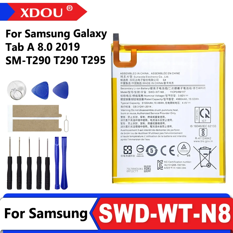 Brandneuer SWD-WT-N8 5100 mAh hochwertiger Ersatzakku für Samsung Galaxy Tab A 8.0 2019 SM-T290 T290 T295 + Werkzeug Image