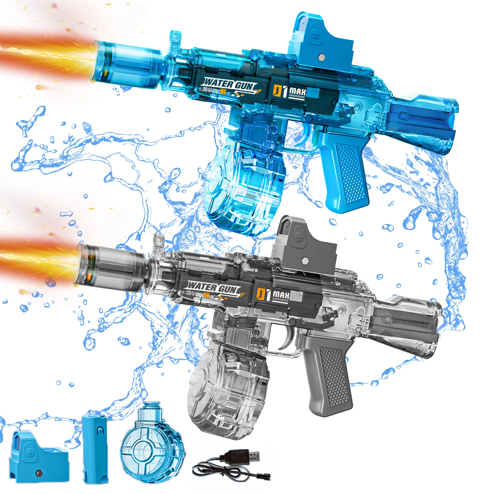 Elektrische Wasserpistolen für Erwachsene und Kinder, automatische Wasserpistolen-Lichter blinkend, 26 Fuß große Reichweite, Sommer-Outdoor-Pool-Strandspielzeug Image
