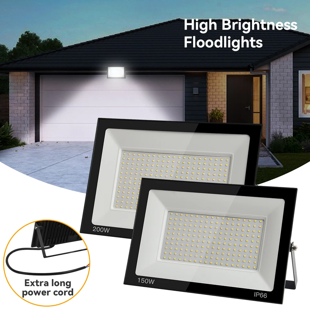 LED-Flutlicht 100W 150W 200W Wasserdichtes Flutlicht Außenbeleuchtung Gartenleuchte Platzbeleuchtung Garagenbeleuchtung Straßenbeleuchtung
