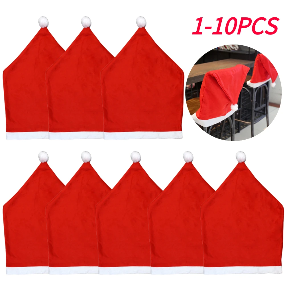 Weihnachten Stuhl Abdeckung Rot Vlies Stuhl Abdeckung Weihnachten Tisch Dekoration Esszimmer Stuhl Abdeckung Weihnachten Party Liefert Image