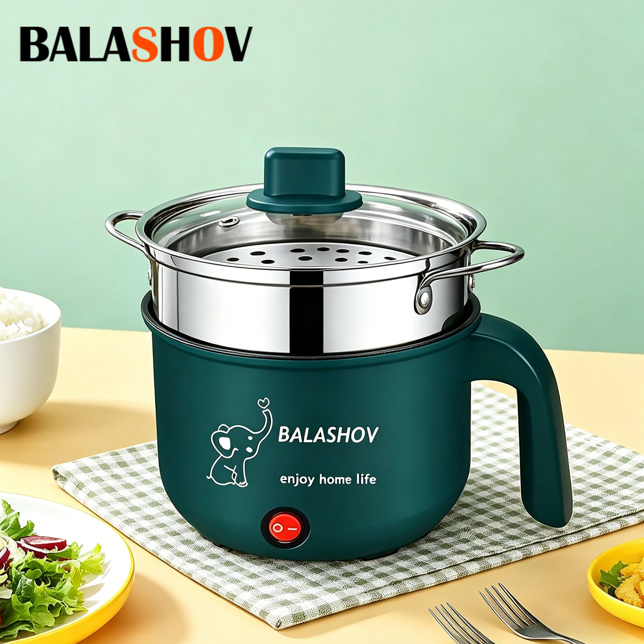 220V Mini Elektroherd Multifunktionale Kochtopf Antihaft-Bratpfanne Ramen Schlafsaal Kleine Elektrische Hot Pot Niedlichen Cartoon Image