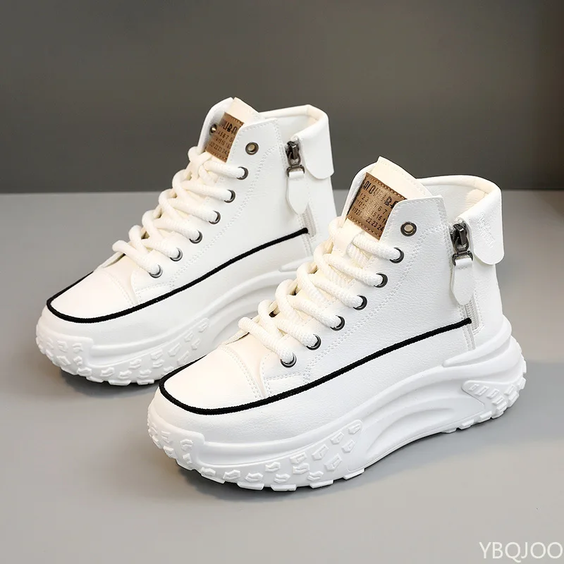 Modische, vielseitige High-Top-Schuhe, Herbst, neue runde Zehen, dicke Sohle, höhenvergrößernde Damenschuhe, bequeme Damenschuhe