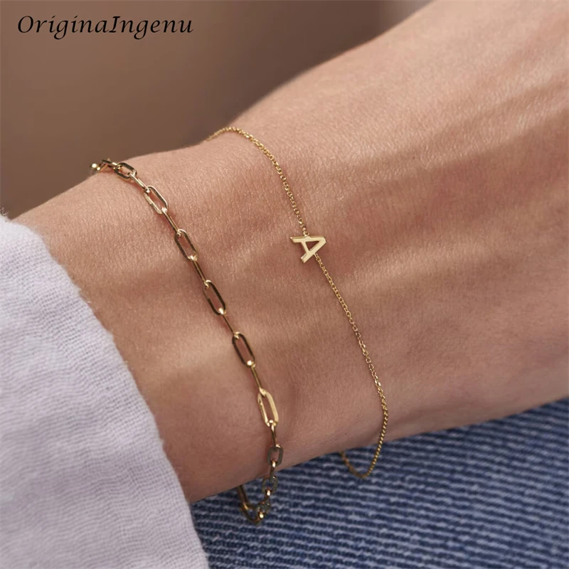 14K Gold gefülltes Anfangsarmband, individueller Buchstabenschmuck, handgefertigtes Goldarmband, Boho-Armbänder, Vintage-Schmuck, anlaufgeschützter Schmuck