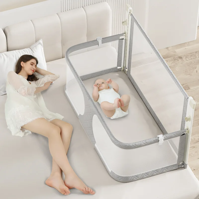Kleines tragbares Haushalts bett mit Anti-Druck-Kinder bett, mittleres Kinder bett, Babybett stift kann weg gerollt werden Image