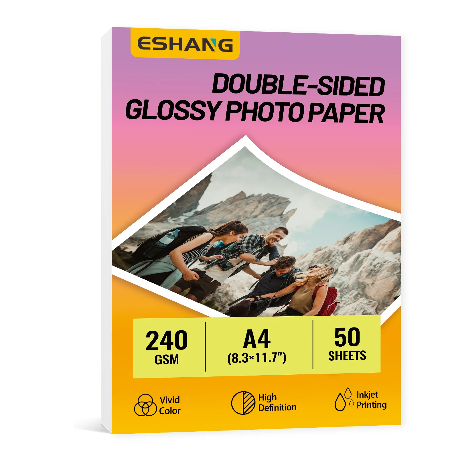 50 Blatt doppelseitiges, glänzendes A4-Fotopapier, 240 g/m2, hochwertiges doppelseitiges Druck- und Kopierpapier, geeignet für den Tintenstrahldruck