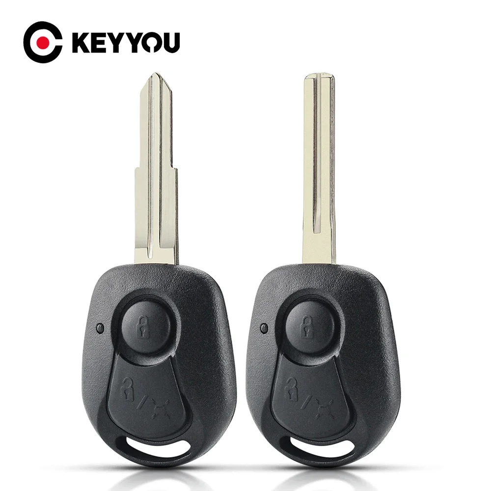 KEYYOU 2-Tasten entfernen Schlüsseletui Shell Fob Styling für SSANGYONG ACTYON KYRON REXTON ungeschnittene Klingenabdeckung Image