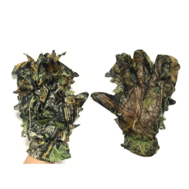 Jagd Ghillie Handschuhe Tarnanzug Handschuhe Bionic Leafy Camouflage Kopfbedeckung für Jungle Wildlife Photography Camo Image