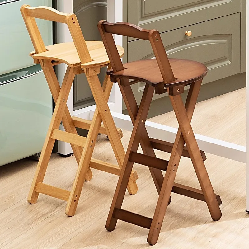 Barstuhl aus Holz, klappbarer Stuhl ohne Montage, Fußhocker für das Wohnzimmer, Barstuhl mit Rückenlehne aus Massivholz, Stuhl für den Empfangsbereich des Hotels