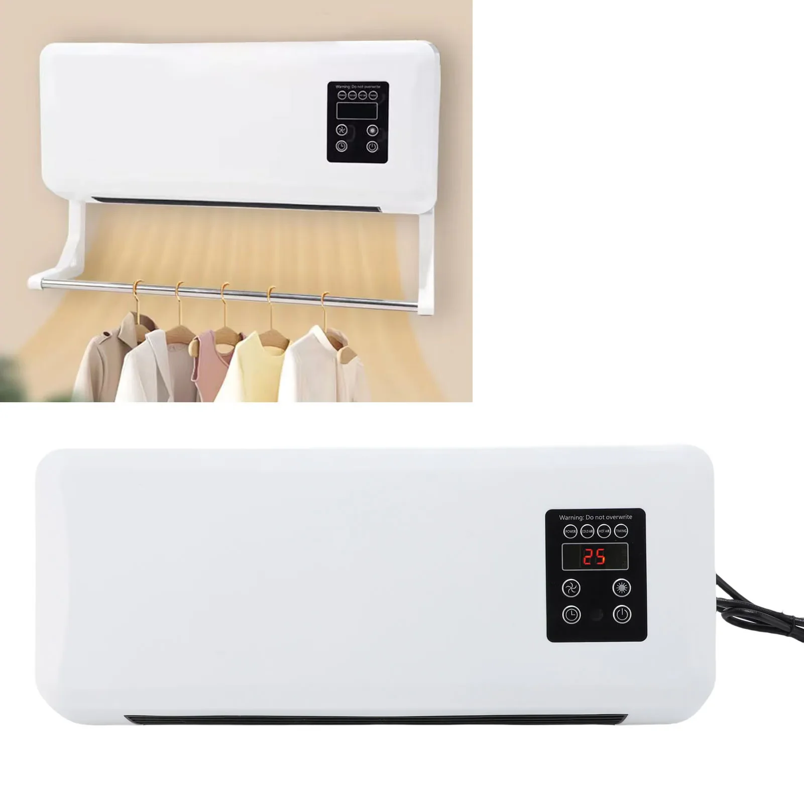 Wandmontierte Klimaanlage, elektrische Heizung, effizient, geräuscharm, platzsparend, multifunktionaler elektrischer Heizventilator für Badezimmer Image