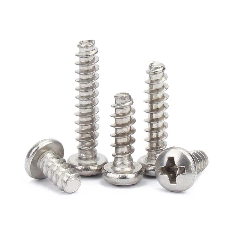 10/50X 304 Edelstahl Kreuzschlitz Phillips Pan Rundkopf Flachend Selbstschneidende Schraube M1,2 M1,4 M1,7 M2 M2,6 M3 M3,5 M4 M5 Image