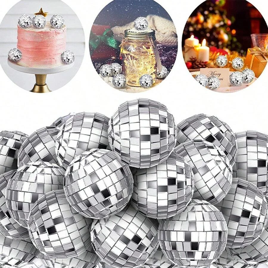 10pc Mini Spiegel Disco Ball Bühne Licht Reflektierende Rotierenden Helle Silber Glas Ball Weihnachten Geburtstag Hochzeit Party Kuchen Dekor Image