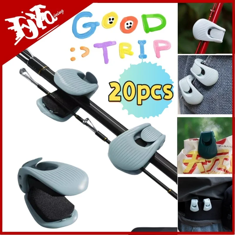 20-1 stücke Tragbare Angelrute Pole Clip Halter Bundling Clamp Strand Angelrute Anti-Scratch Halte Clip mit Schwamm Pad Image