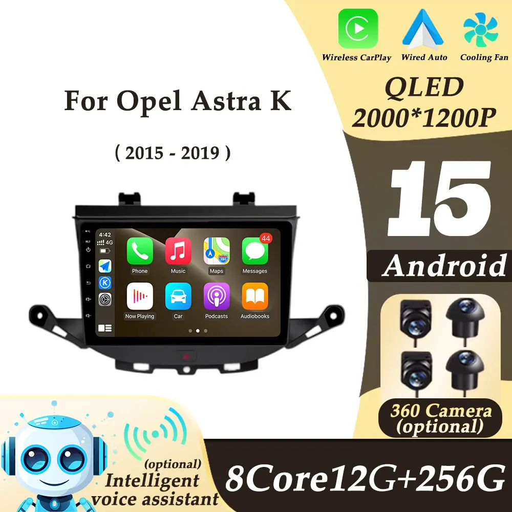 Multimedi-Player Autoradio Android 15 Wireless CarPlay für Opel Astra K 2015–2019 GPS Navi BT Split Screen DSP Stereo WIFI 4G Image