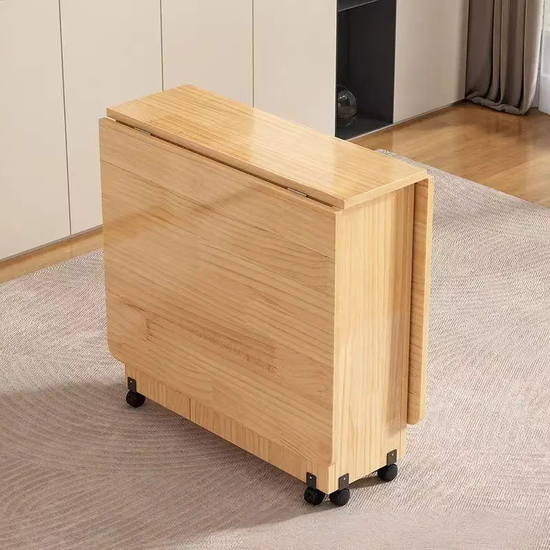 Klappbarer Esstisch aus massivem Holz, kleiner Esstisch für den Haushalt, multifunktionaler rechteckiger beweglicher Klapptisch
